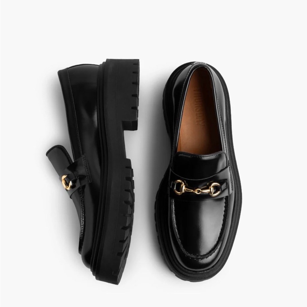Thursday Boot Company Black Loafers with Gold Chain
